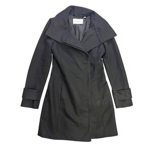 BABATON ATELIER Women's Black Wool Blend Coat Collar Detail Size XXS